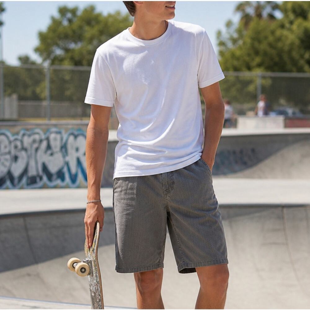 Vans Men’s Gray Shorts Size 28 Cotton Casual Skate Flat Front Pocket Casual